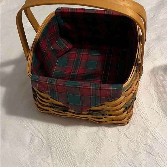 Longaberger 2000 Christmas Collection Deck The Halls basket w/ plaid lining - Picture 7 of 7